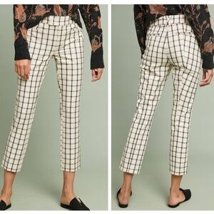Anthropologie Essential Slim Ankle Trouser Pant Checkered